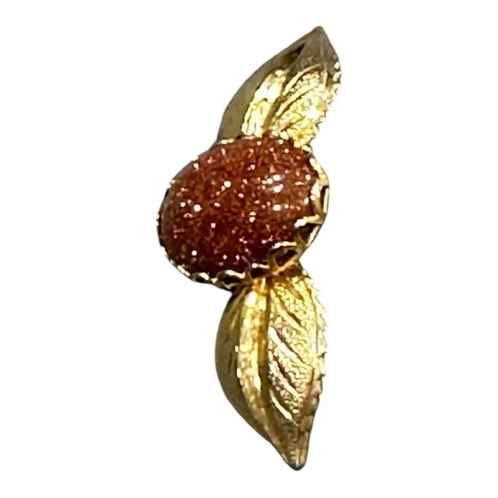 Elegant Gold and Brown Leaf Brooch